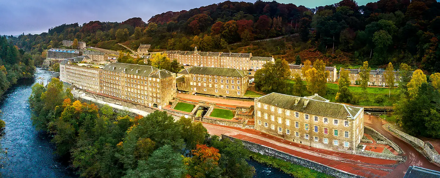 New-Lanark-Lanarkshire-Scotland-Drone-Aerial